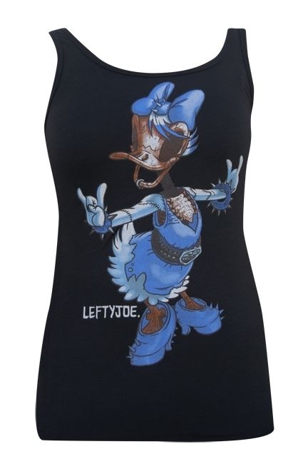 by Lefty Joe Anti Disney Pierced Duck Black Tattoo Tank Top T Shirt