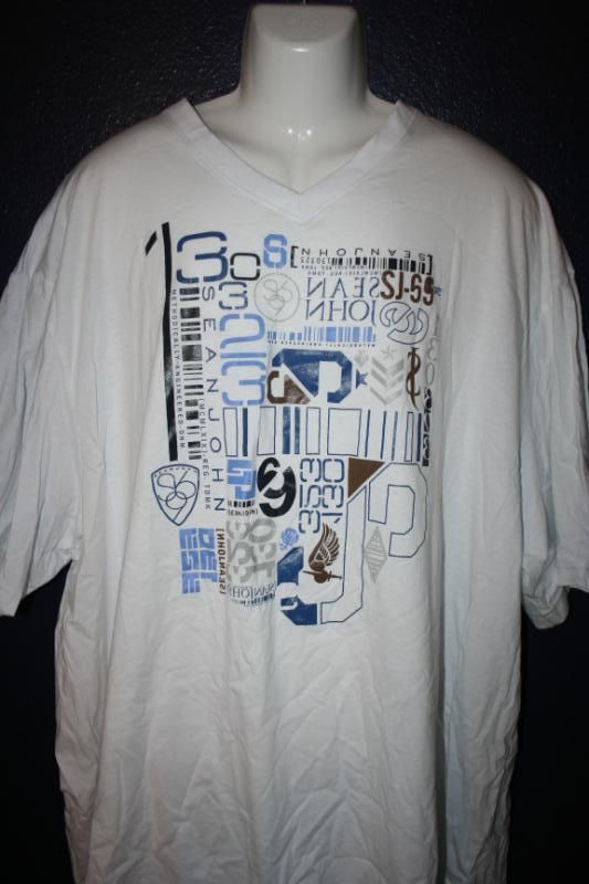 New Sean John 4X 4XB 5XL 5XB 6XB 6X SJ Collection White V neck T Shirt