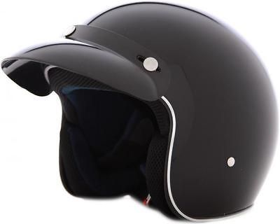 Face 3/4 DOT Helmet   Motorcycle Scooter Moped Gloss Black XS   XXL