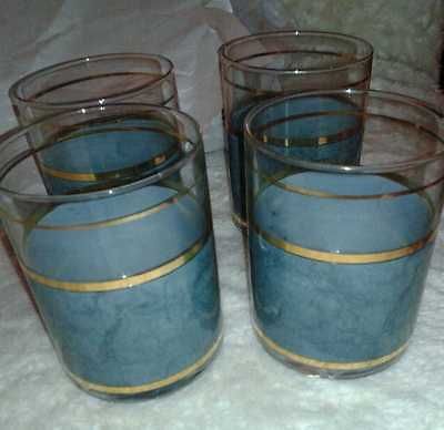 Set of 4 Culver gray/blue marble look glasses