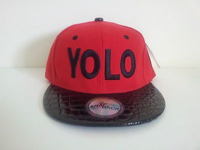 YOLO (YOU ONLY LIVE ONCE) Black/Maroon Snakeskin Snapback Cap