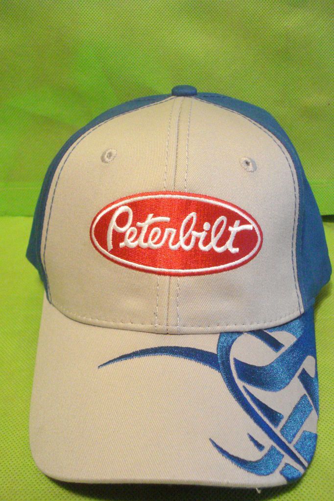 HAT MEDIUM GREY / BRIGHT BLUE WAVE PETERBILT TRUCKERS CAP