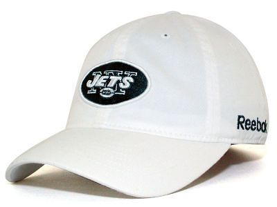 JETS SLOUCH BASIC LOGO WHITE SEASON SIDELINE FLEX FIT HAT CAP NEW OSFA