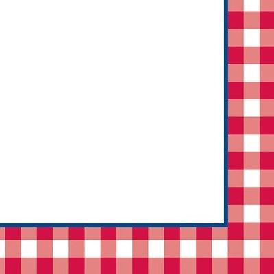 VALUE PAK LOT 192 RED GINGHAM CHECK BORDER PAPER NAPKINS ~ PICNIC