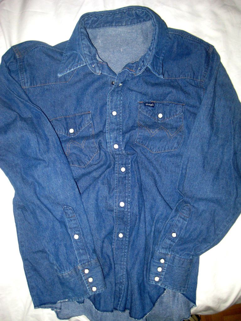 WRANGLER VINTAGE BLUE LABEL SANFORIZED PEARL SNAP WESTERN DENSE DENIM