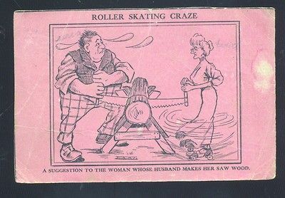 ROLLER SKATING CRAZE LUMBERJACK WOMAN HUSBAND SAW MARTINSVILLE