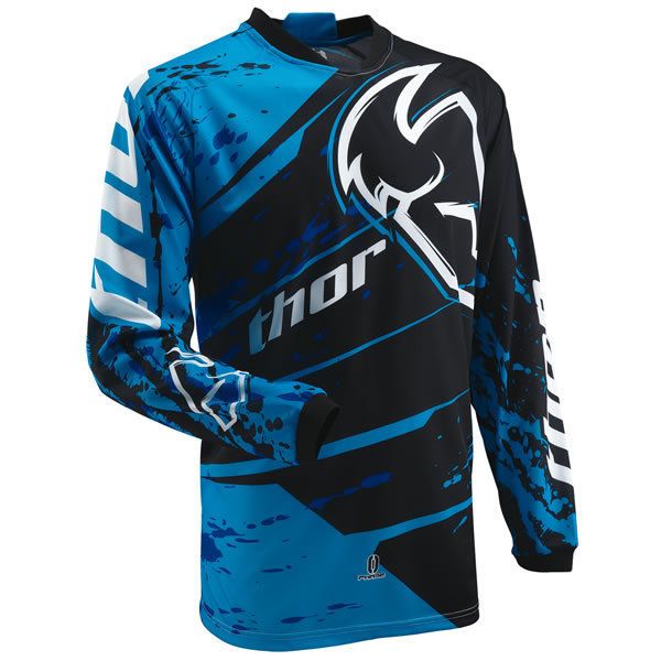 THOR MX RACING MENS ADULT BMX MX ATV PHASE BLUE SPLATTER RIDING JERSEY