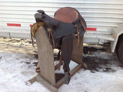15 Western Saddle W/ Red Seat Vintage Antique Collectible