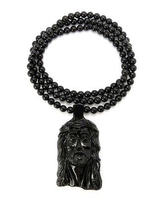 NEW BLACK HOMAICA JESUS PIECE NECKLACE