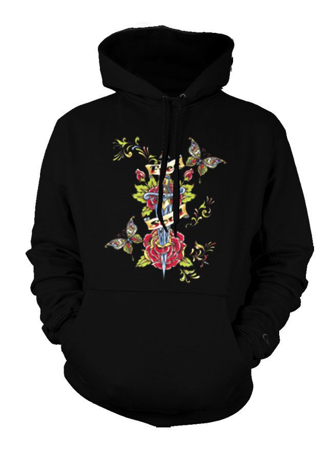 Free Soul Sword Carnation Flower Tat Hoodie Sweatshirt