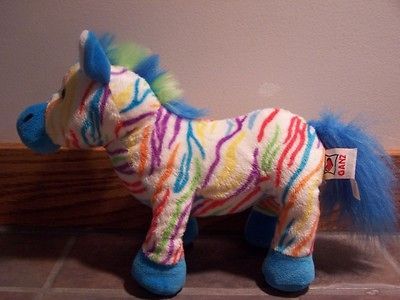 GANZ WEBKINZ Plush RAINBOW ZEBRA No Code EUC HARD TO FIND