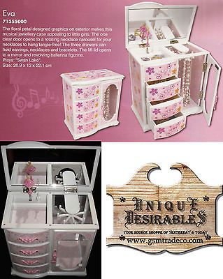 JEWELRY BOX   CHILDRENS MUSIC BOX + TWIRLING BALLERINA   MIRRORS