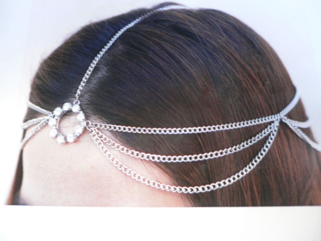 WOMEN SILVER HEAD METAL CHAIN FASHION JEWELRY GRECIAN CIRCLET