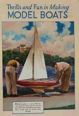 1935 Model Boat vintage pictorial Hydroplane Yacht Sailboat