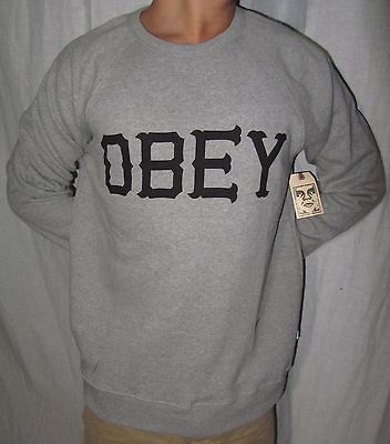 NEW MENS XL OBEY 0 89 PREMIUM HEATHER GREY CREW NECK SWEATSHIRT