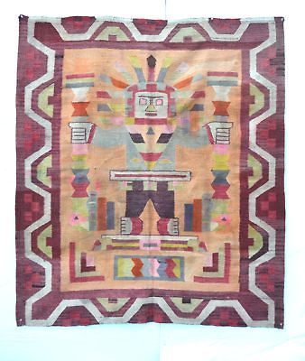 Antique Exhibited Mestizo Spanish Indian BLANKET RUG Bolivia B040