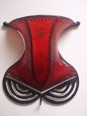 MOROCCAN GOAT SKIN AND HENNA LAMP SCONCE RED