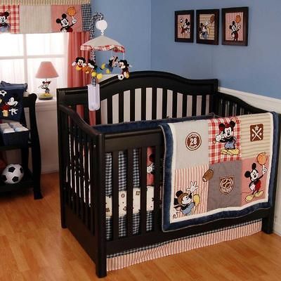 Disney Popular Character Baby Boy Blue & Red Nursery 4pc Sports Crib
