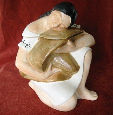 Jar KME251 Made in Japan Excellent Cond.   Woman w/ Braided Hair