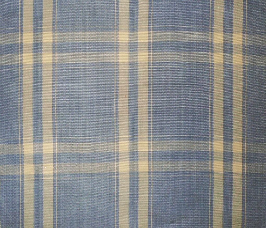 SCALAMANDRE Mara Vista Moire Plaid Cornflower Cream New Remnant