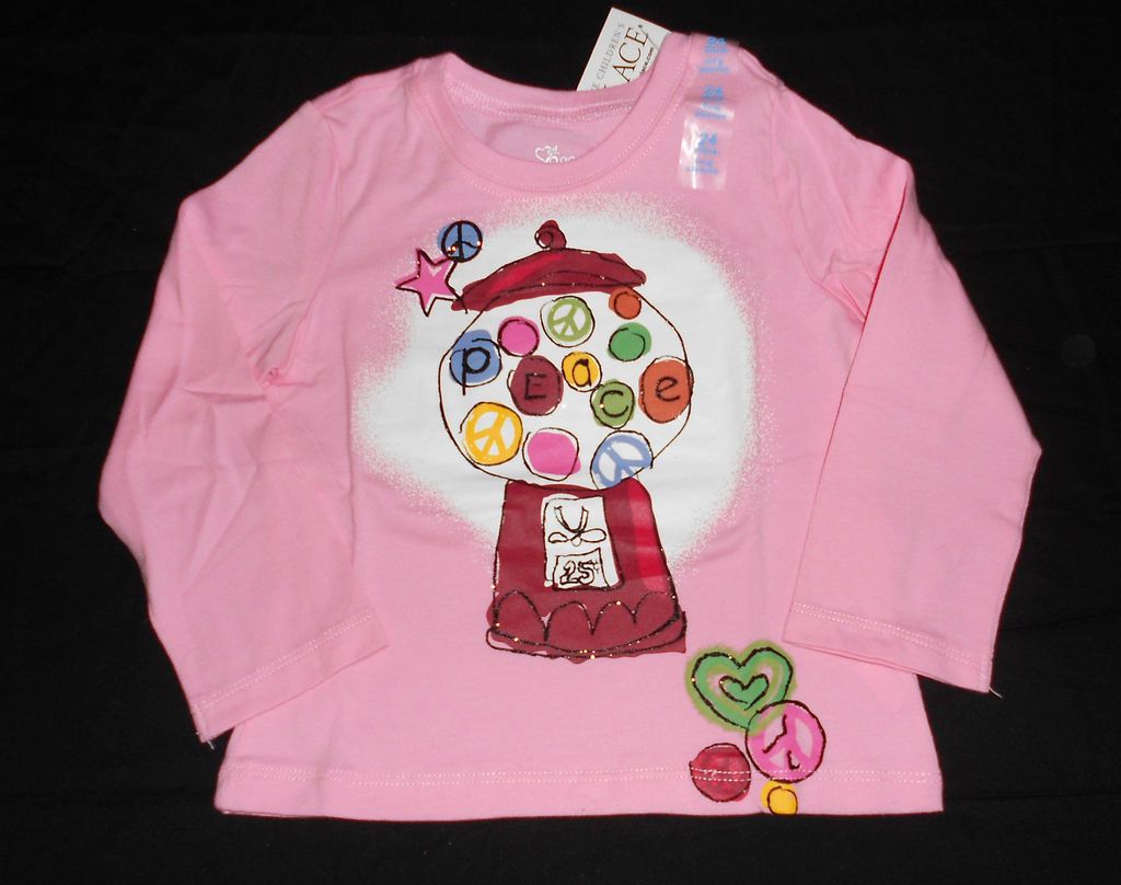 PLACE Girls Long Sleeve Shirt ( Peace Bubble Gum Machine ) NWT