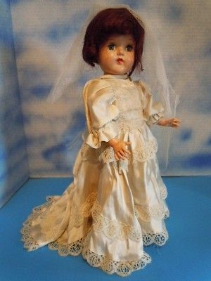 1950s Hard Plastic 15 Bride w/Original Gown