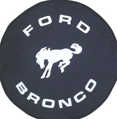 BRONCO Black Denim textured Vinyl Tire Cover (Fits 1979 Ford Bronco
