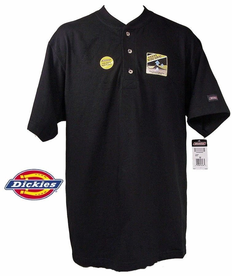 Dickies Mens Button up Short Sleeve Henley casual workshirt