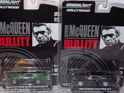 Greenlight BULLITT 1968 Ford MUSTANG GT 1968 Dodge CHARGER R/T SET