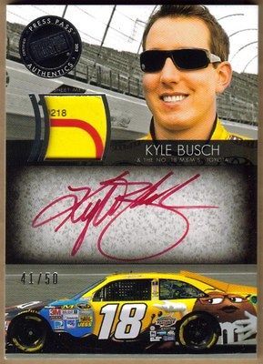 2012 PRESS PASS REDLINE KYLE BUSCH RELICS SIGNATURE EDITION CARD 41/50