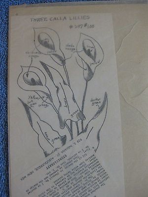 VINTAGE STENCIL PATTERN THREE CALA LILIES STENCIL CRAFT BRAND#297 NEW