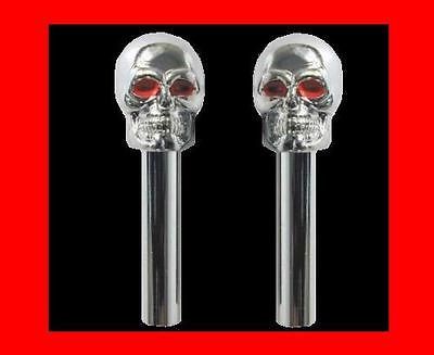 NEW (set of 2) Chrome SKULL Hot Rod Rat Door Look Pull Knobs Set Pair