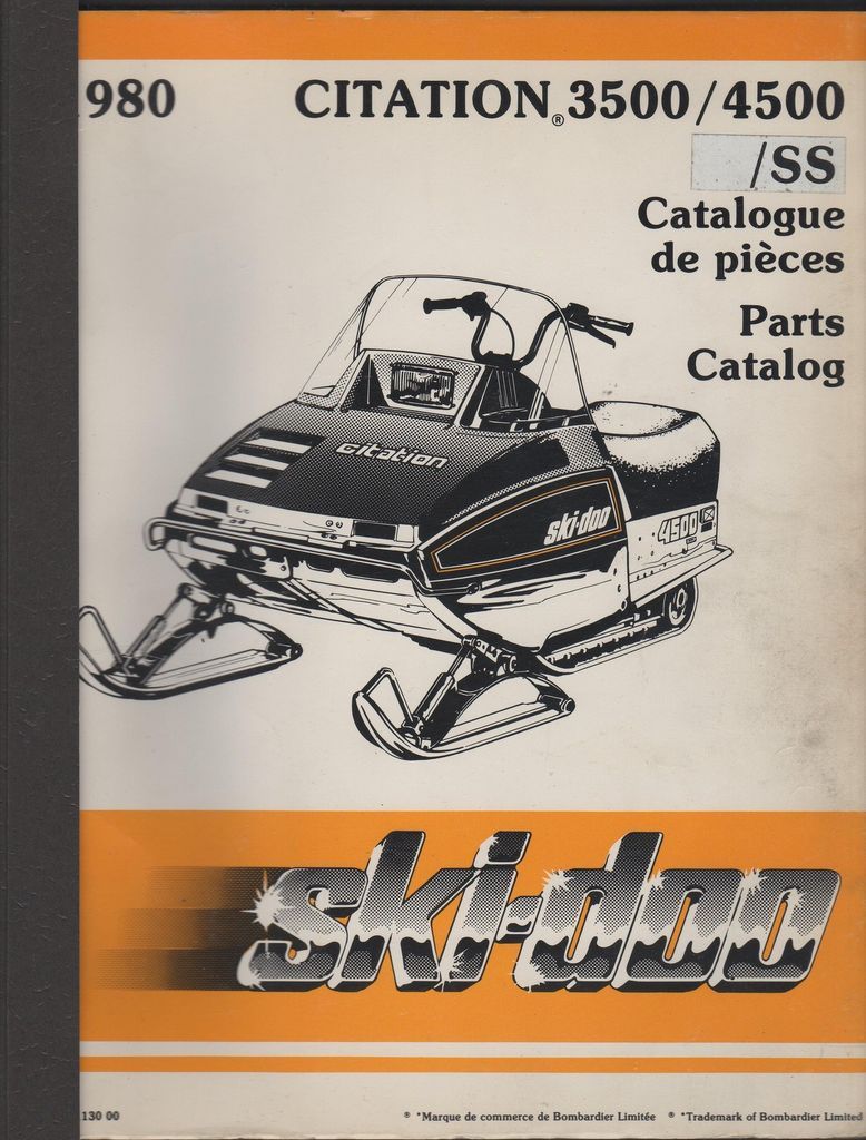 1980 SKI DOO CITATION 3500/4500/SS SNOWMOBILE PARTS MANUAL