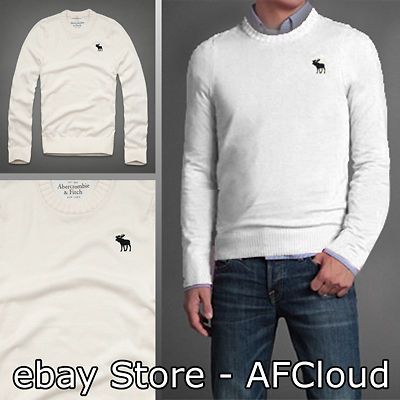 BNWT 2013 Mens Abercrombie Hollister White Hurricane M Sweater