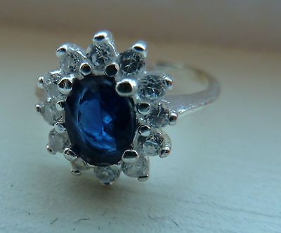 Fancy* Silver Blue Sapphire Cubic Zirconia Ring *Kate Middleton