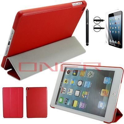 iPad Mini Trifold Slim Smart Case Cover Sleep Wake Red Screen Pen