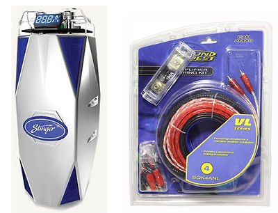 STINGER CAR AUDIO CAPACITOR PACKAGE WITH SHC101 1 FARAD CAP & 4 GA