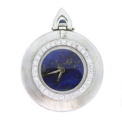 Cartier Pocket Watch 18K White Gold, Lapis Lazuli Dial