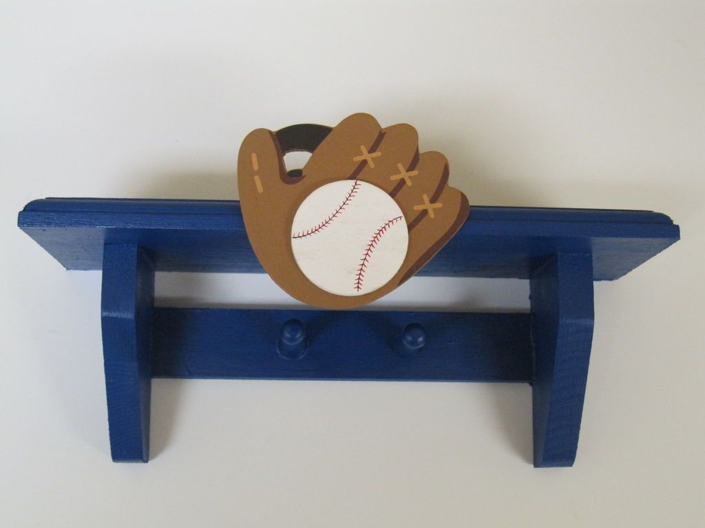 COOL SPORTS Baseball Wall Shelf with Pegs/Hooks