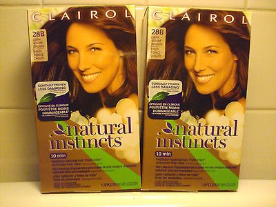 CLAIROL NATURAL INSTINCTS HAIR COLOR, DARK WARM BROWN, #28B, NIB