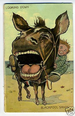 Mechanical England DONKEY Blackpool old 1950s postcard