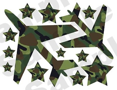 CAMO AIRPLANE AVIATOR KIDS ROOM BOY NURSERY BABY WALL ART STICKERS