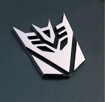 Silver 3D Metallic Transformer Decepticon Auto Car 3M Sticker Decals