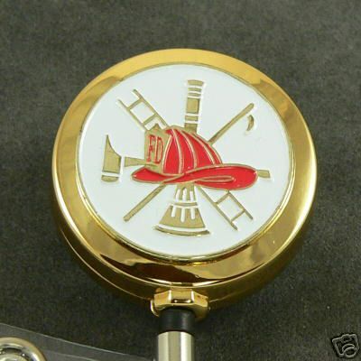 Firefighter Emblem Scramble Retractable ID Holder Reel