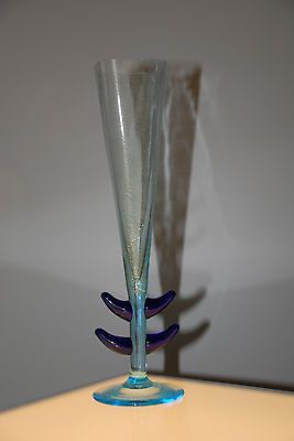 Carlo Moretti Murano Art Glass Champagne Flute Signed Dated