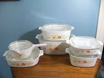 CORNING CORELLE PYREX WILDLFOWER 12 PC CASSEROLE HUGE 5 3 1.4 1.5 1