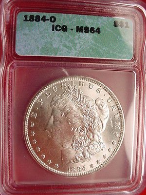 1884 O MORGAN DOLLAR GEM BU ICG CERTIFIED MS  64 COIN #100