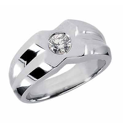 CT Carat Round Diamond Solitaire Mens Ring 14K White Gold #6806