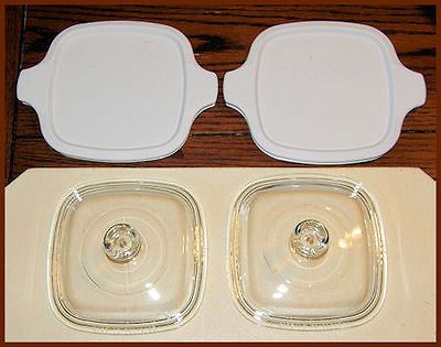 CORNING WARE PYREX PETITE LIDS fit P 41 & P 43 * 2 GLASS & 2