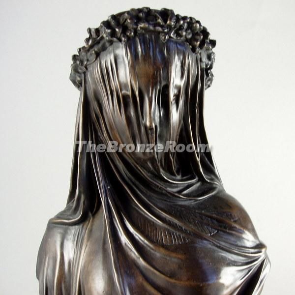 CHATSWORTH BRONZE VEILED LADY / BRIDE ON MARBLE BASE